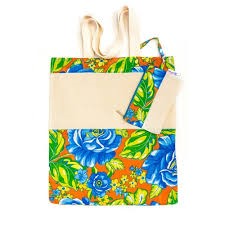 Ecobag em Chita  c/ bolso  100 %  algodão
